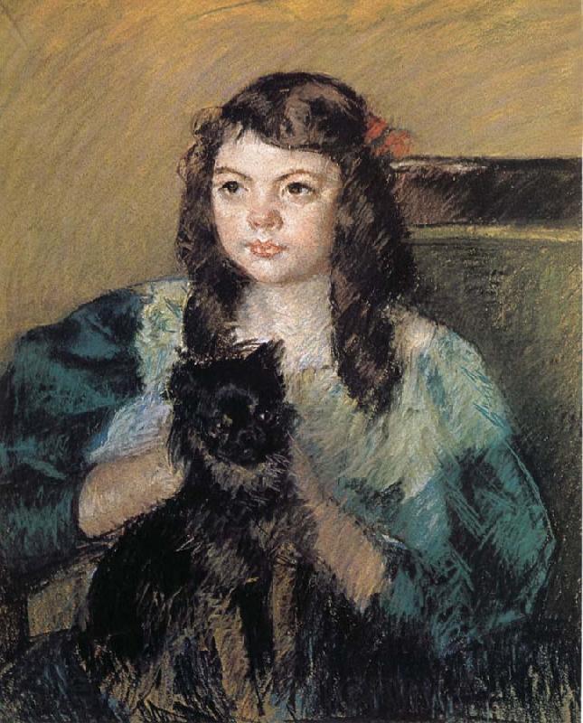 Mary Cassatt The girl holding the dog Norge oil painting art